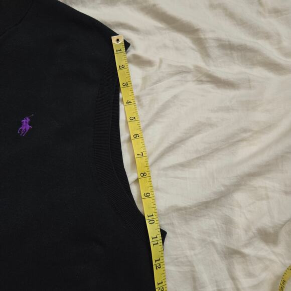Polo Ralph Lauren Sweater Vest Size L Navy Blue Pima Cotton Purple Logo - Picture 9 of 13